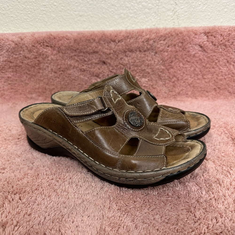 Josef Seibel Leather Slide Heeled Sandals Women’s Size 7.5 (EU 38)